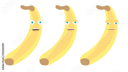 vector smiley character bananas with different face expressions