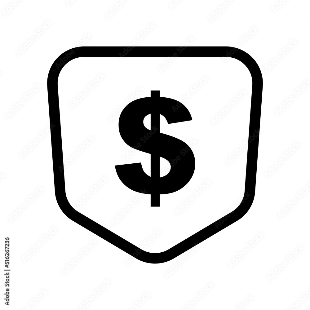 Shield icon with dollar sign. Vector. Shield icon with dollar sign. Vector.