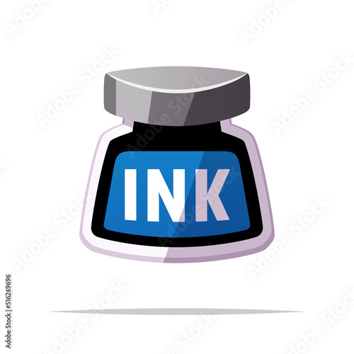 Bottle of ink vector isolated illustration