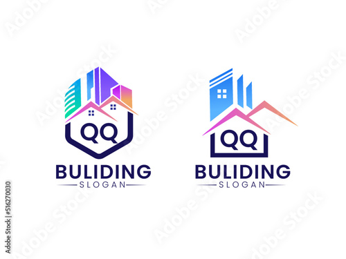 QQ Creative real estate logo, QQ Construction QQ Architecture QQ Building Logo Design Bundle vector templates 