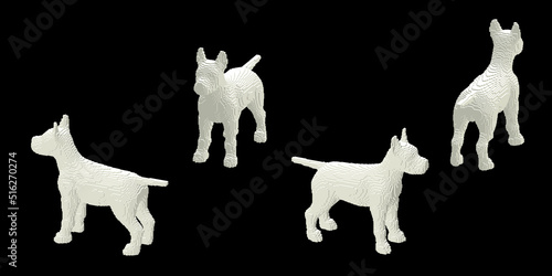 Dog made from cubes. Voxel art. Futuristic concept. 3d Vector illustration. Dimetric projection.