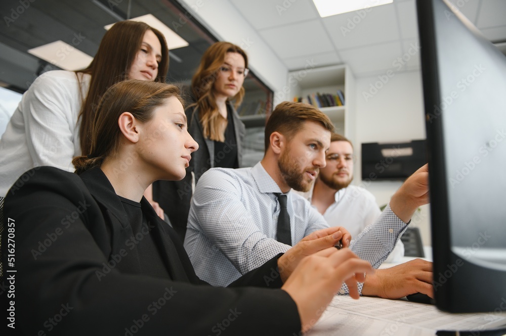 Group of businessmen and businesswomen stock brokers working at office. Group of businessmen and businesswomen stock brokers working at office.