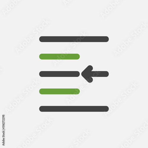 Left indent icon in flat style about text editor, use for website mobile app presentation