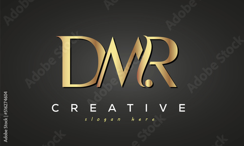 DMR creative luxury stylish logo design with golden premium look, initial tree letters customs logo for your business and company photo