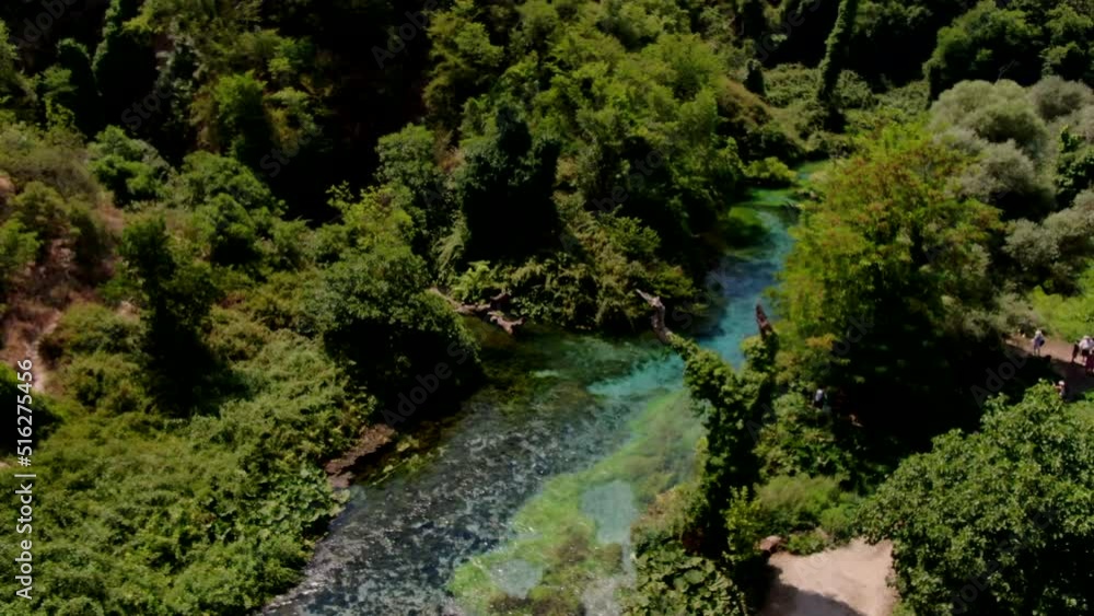 Fantastic aerial shot of the river that leads to the Blue Eye in Albania. Fantastic aerial shot of the river that leads to the Blue Eye in Albania.