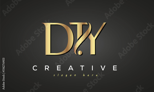 DTY creative luxury stylish logo design with golden premium look,   initial tree letters customs logo for your business and company photo