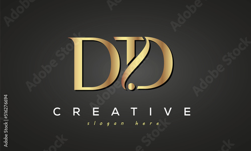 DTD creative luxury stylish logo design with golden premium look,   initial tree letters customs logo for your business and company photo