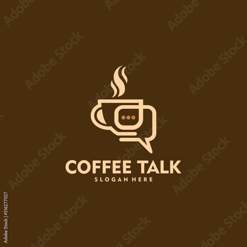 Logo template coffee talk logo vector Coffee logo design with Talk Icon illustration
