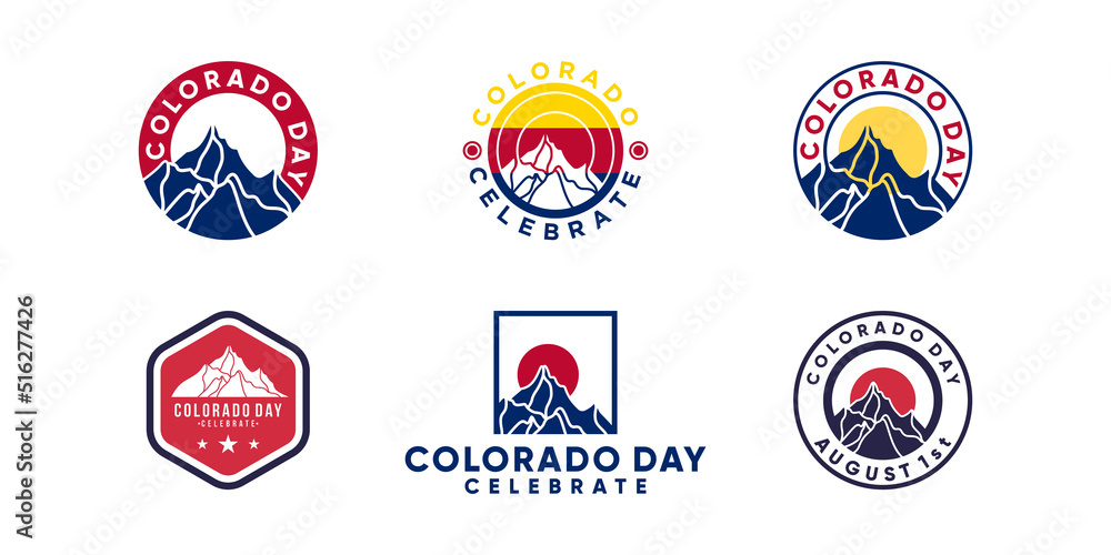 collection of logo designs for colorado day commemoration, colorado memorial day, holidays, colorado tourism