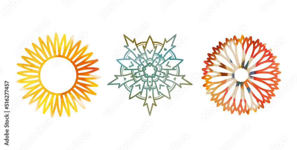 Fototapeta premium floral colorful geometric illustration set