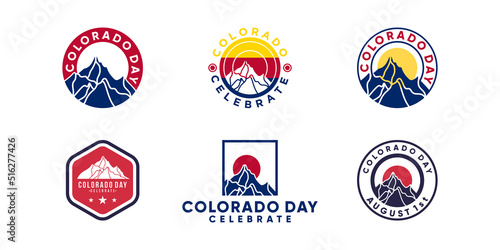 collection of logo designs for colorado day commemoration, colorado memorial day, holidays, colorado tourism