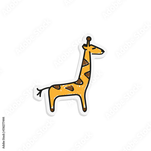 giraffe cartoon sticker on a white background