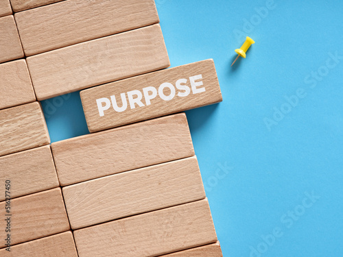 Canvas Print The word purpose written on wooden blocks