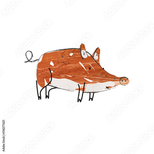 boar cartoon colorful vector illustration
