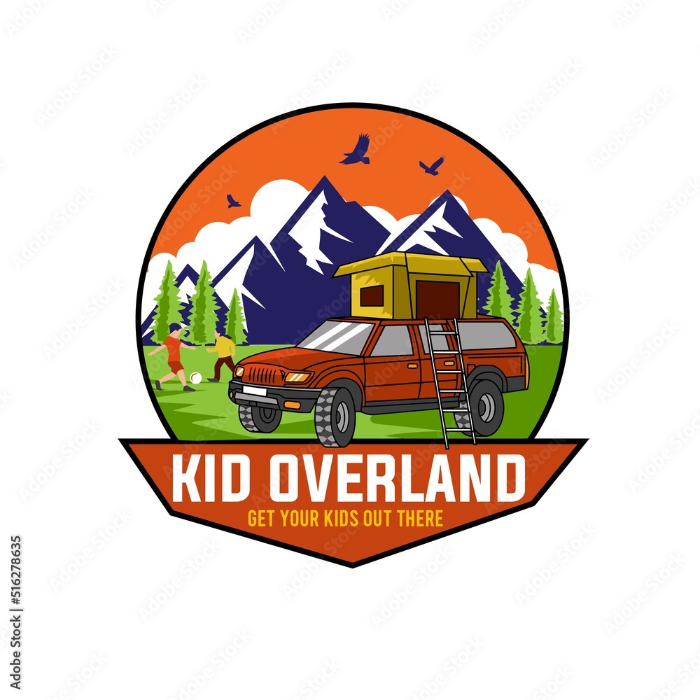 Obraz premium mountain car logo design vector