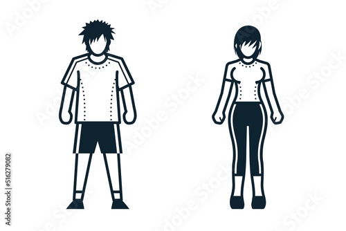 Sport Player, People and Clothing icons with White Background