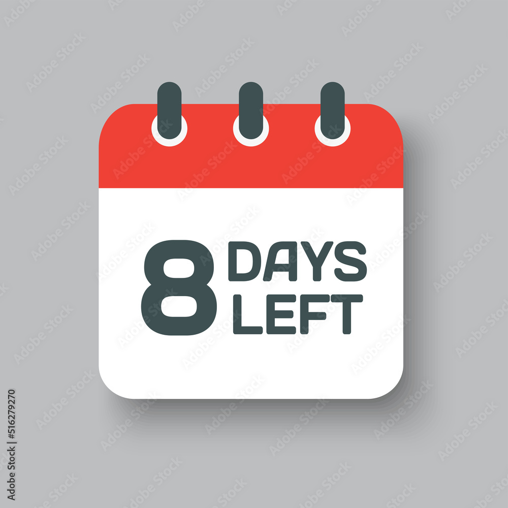 Countdown daily page calendar icon - 8 days left Countdown daily page calendar icon - 8 days left