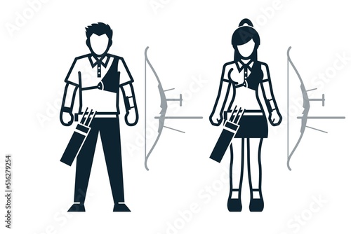 Archer, Sport Player, People and Clothing icons with White Background