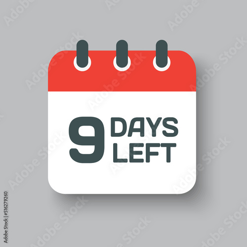 Countdown daily page calendar icon - 9 days left