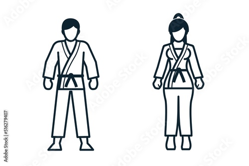 Karate, Sport Player, People and Clothing icons with White Background