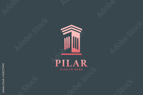 Pillar building logo design for law firm company  vector illustration.