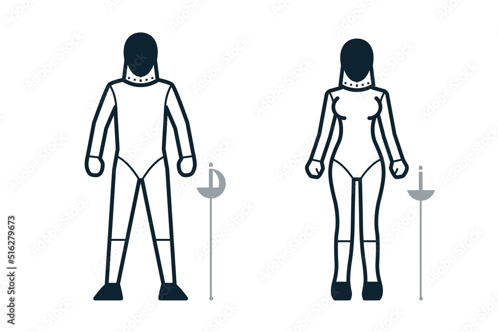 Fencing, Sport Player, People and Clothing icons with White Background Fencing, Sport Player, People and Clothing icons with White Background