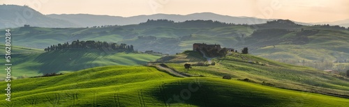 Panorama of the spring landscape of Tuscany, Italy