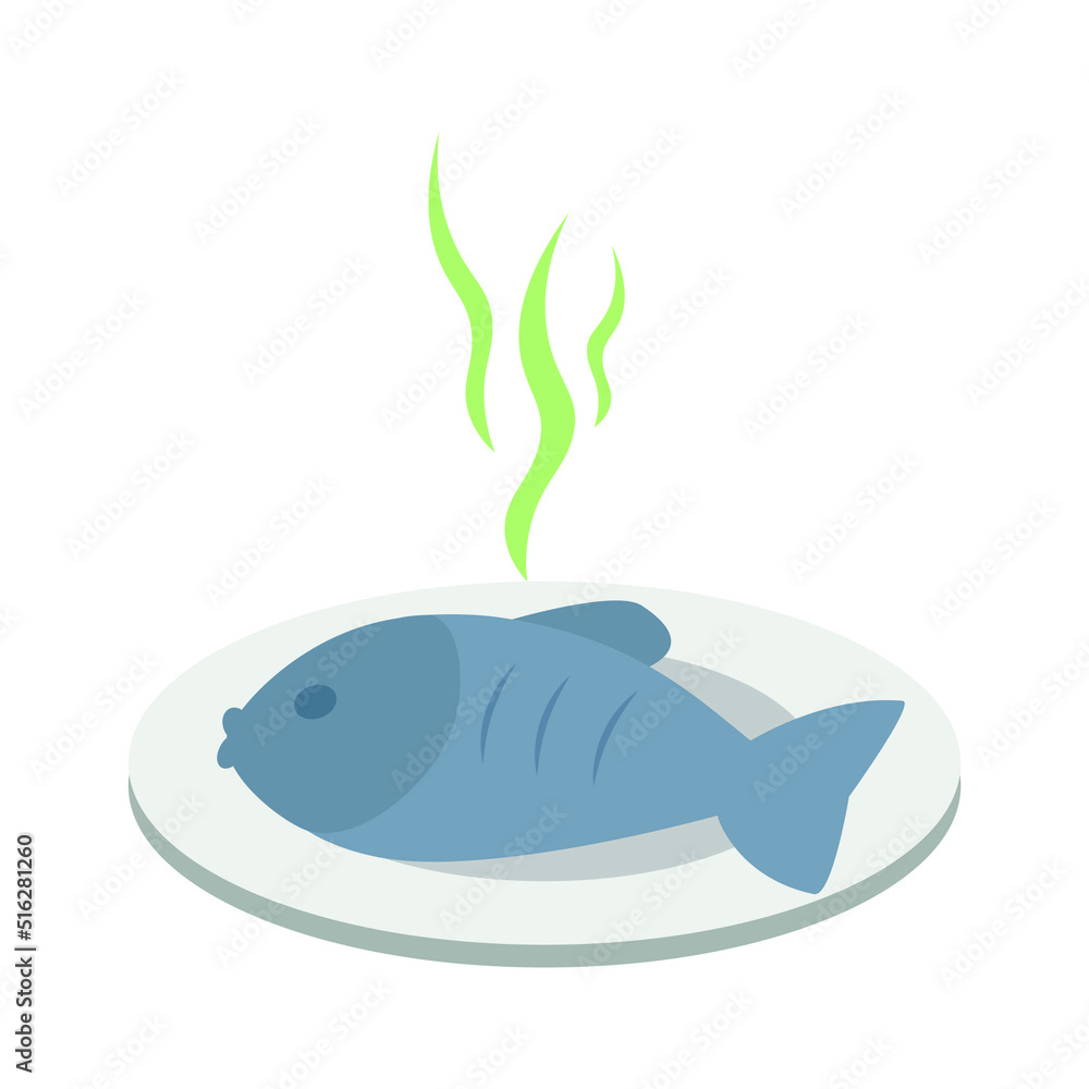 Stale fish with a smell on a plate