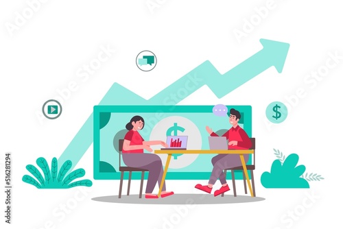 Supervisors and subordinates in the company are brainstorming to find solutions to business problems. they work as a team have regular meetings with various technologies can lead to success.