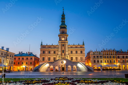 Town hall and market square in Zamość