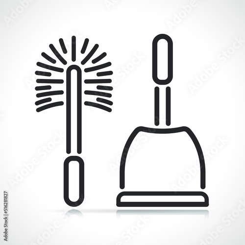 toilet brush thin line icon