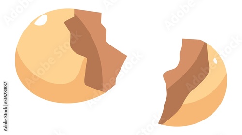 Broken egg, eggshell empty inside, vector icon