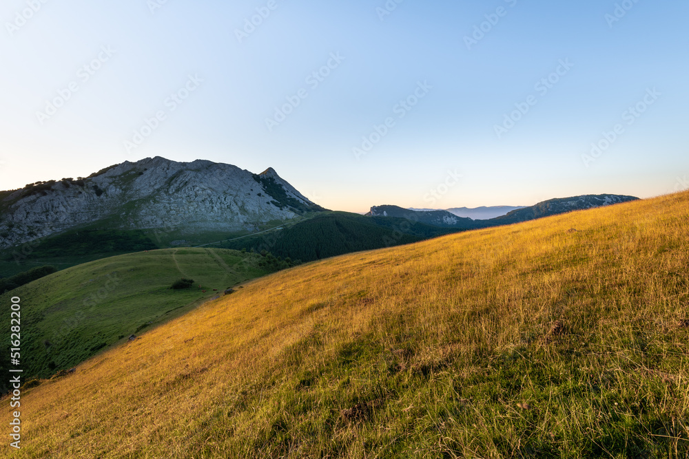 Fototapeta premium Sunrise from Urkiolamendi mountain, Basque Country, Spain