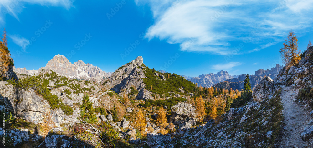 Autumn Dolomites mountain rocky view, Sudtirol, Italy Autumn Dolomites mountain rocky view, Sudtirol, Italy