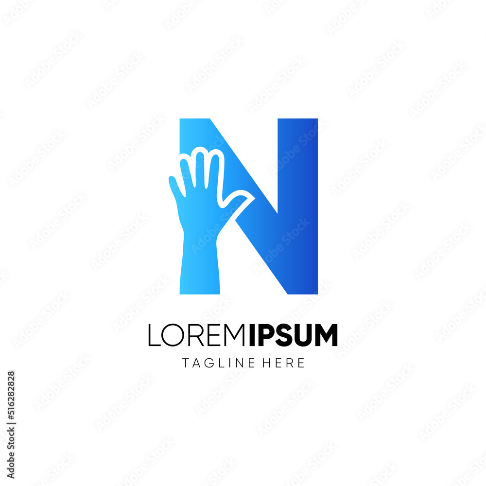 Letter N Initial Hand Logo Design Vector Icon Graphic Emblem Illustration Letter N Initial Hand Logo Design Vector Icon Graphic Emblem Illustration
