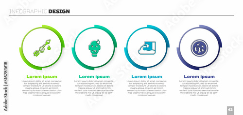 Set Poison on the arrow, Man poisoning, Wastewater and Petri dish with bacteria. Business infographic template. Vector