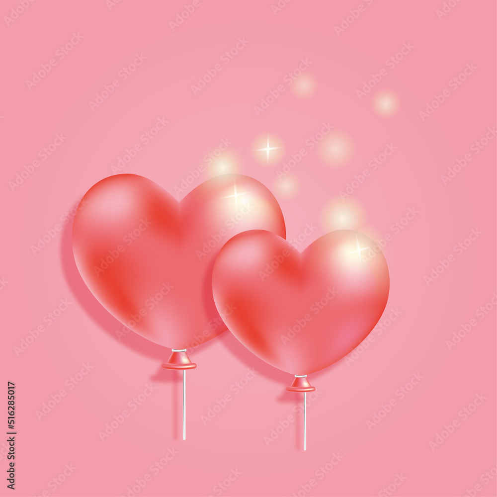 3D glossy heart shaped balloons