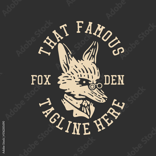 t shirt design that famous fox den with fox in suit and gray background vintage illustration