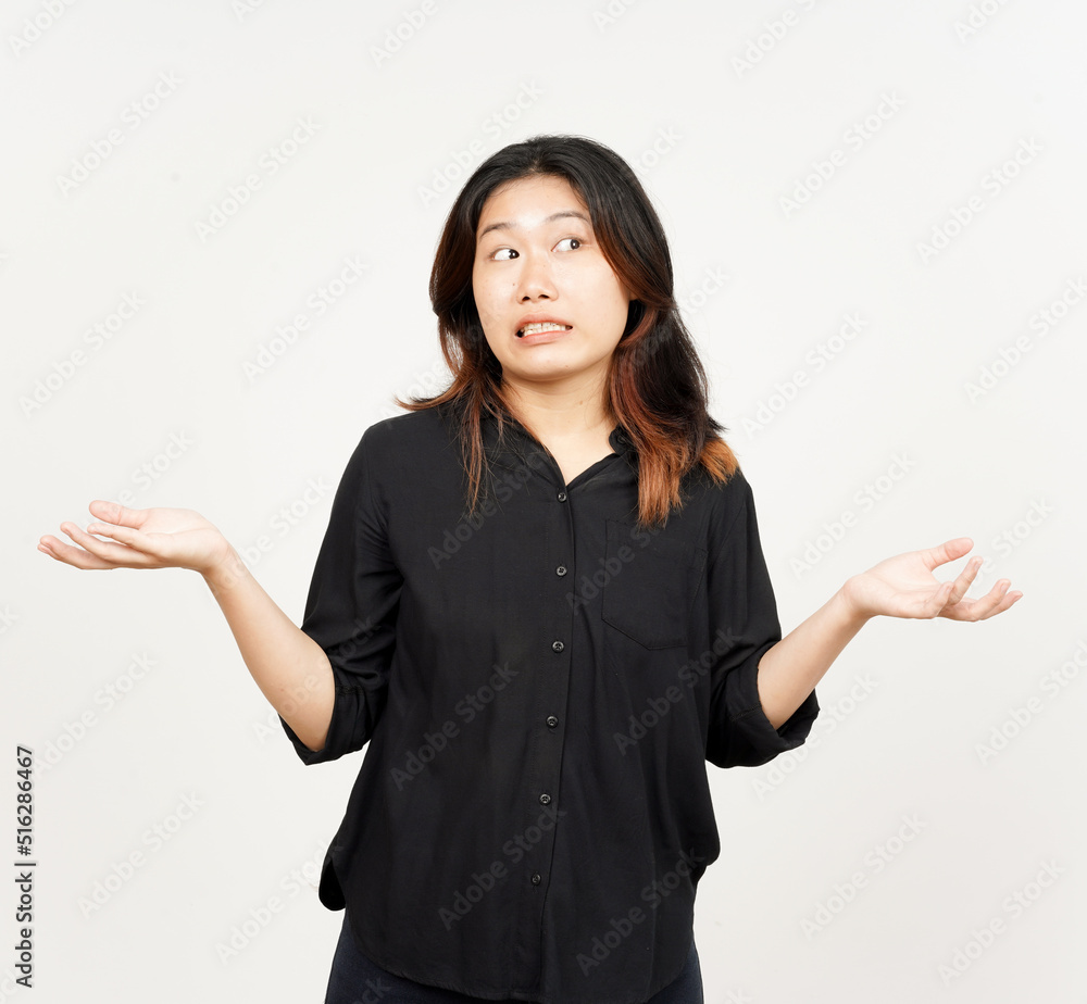 Doubt Confused, Don't know Gesture of Beautiful Asian Woman Isolated On White Background Doubt Confused, Don't know Gesture of Beautiful Asian Woman Isolated On White Background