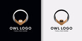 Creative owl bird logo design template with modern concept Premium Vector
