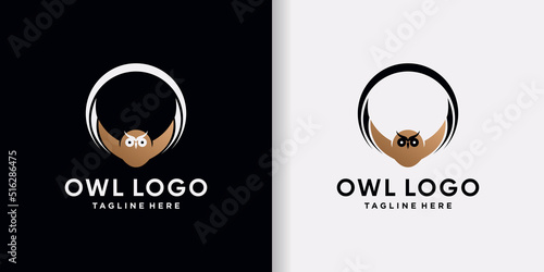 Creative owl bird logo design template with modern concept Premium Vector