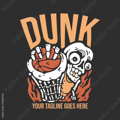 t shirt design dunk with gray background vintage illustration