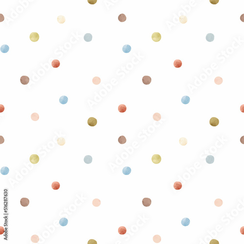 Beautiful vector seamless pattern with hand drawn watercolor dots.