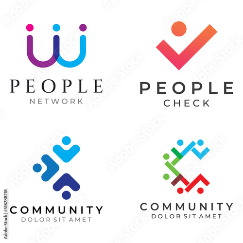 Community logo , community network , and people check.Logos for teams or groups , kindergartens , and companies. With vector illustration editing.