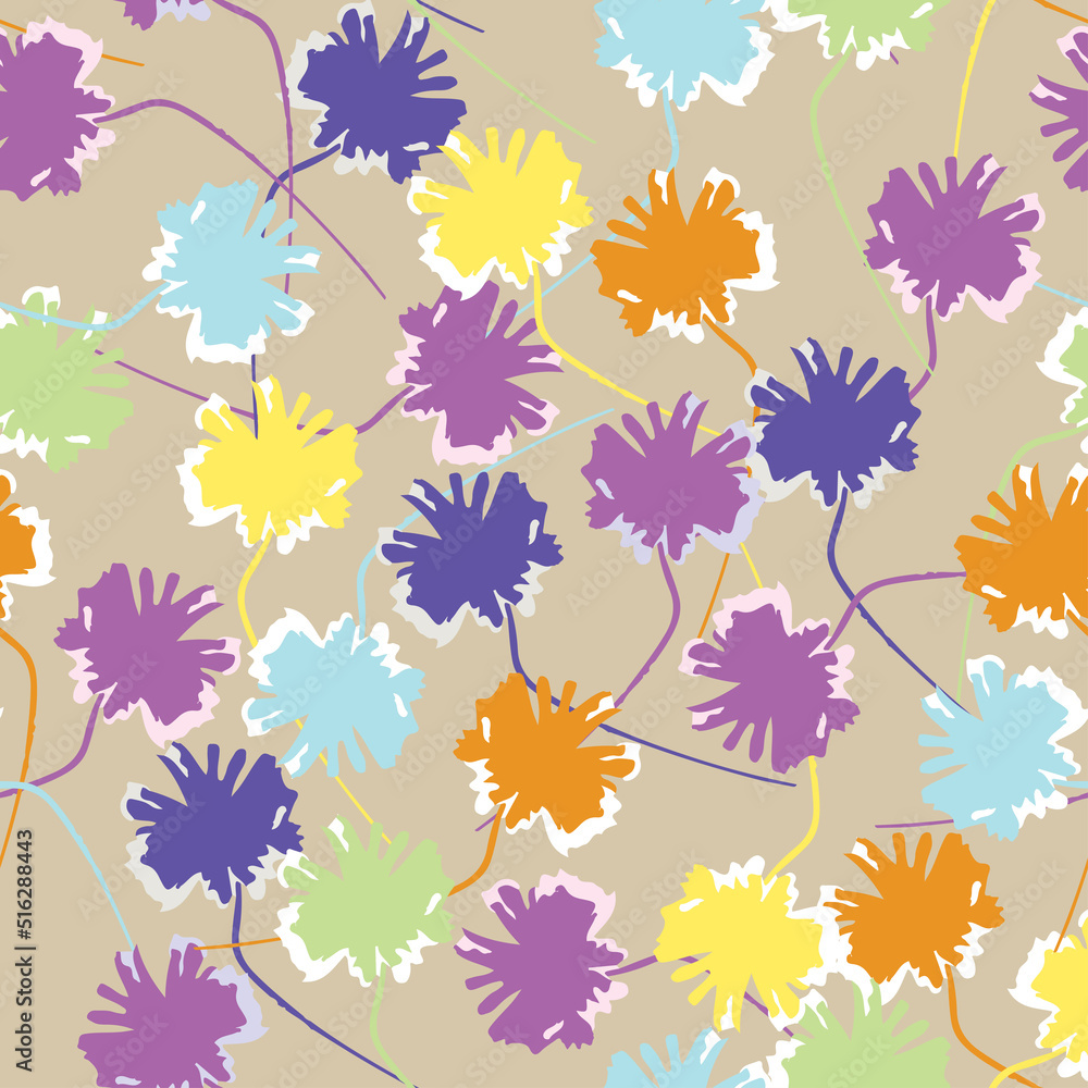 seamless plants pattern background with mixed colourful flowers , greeting card or fabric seamless plants pattern background with mixed colourful flowers , greeting card or fabric