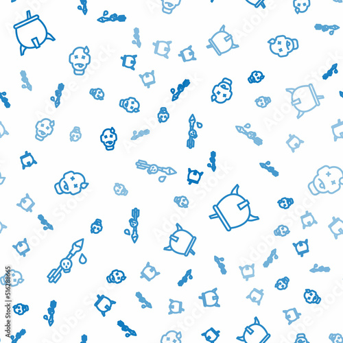 Set line Poison on the arrow, Witch cauldron and Man poisoning on seamless pattern. Vector