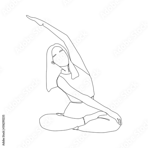 Yoga girl continuous line drawing minimalist design one line drawing of woman in yoga pose exercise