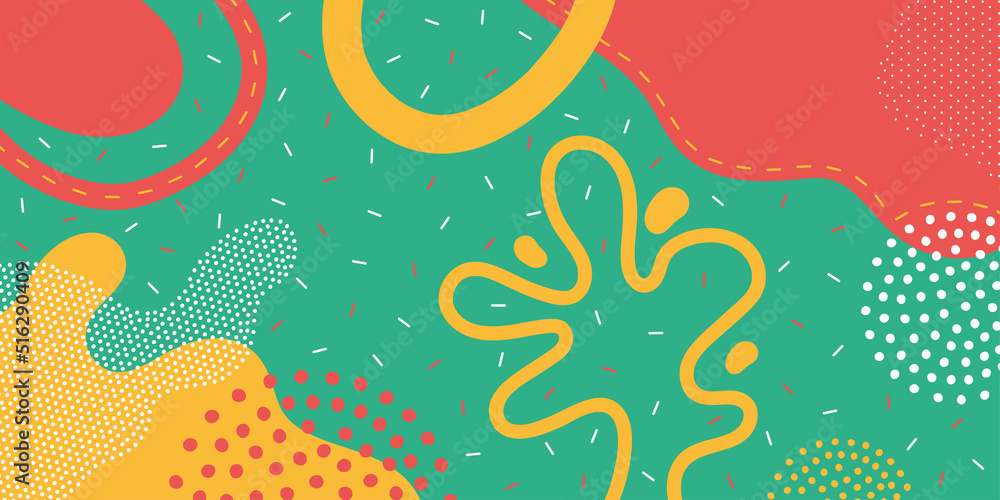 Doodle background pattern, abstract colored shapes. Modern minimalism trendy pattern background.