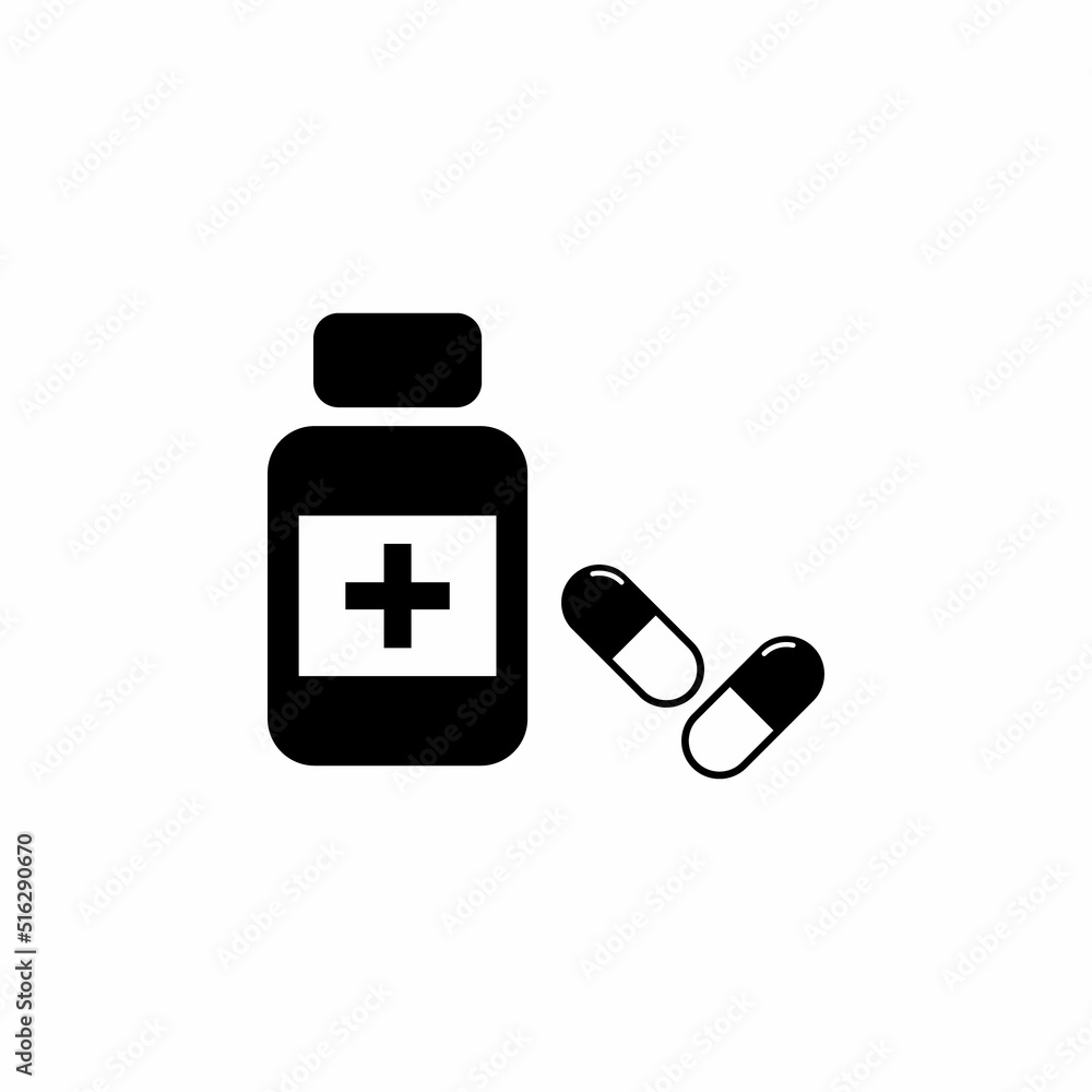 Medical pills, drug icon vector with the bottle Medical pills, drug icon vector with the bottle