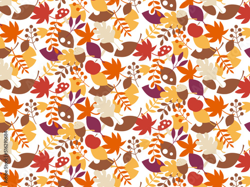 秋の植物のイラストパターン